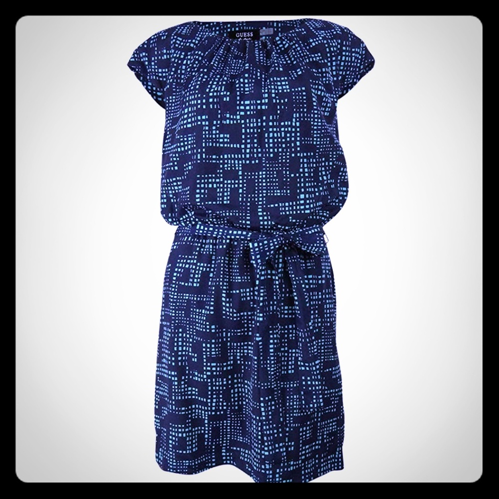 Guess Belted Blouson Patterned Dress